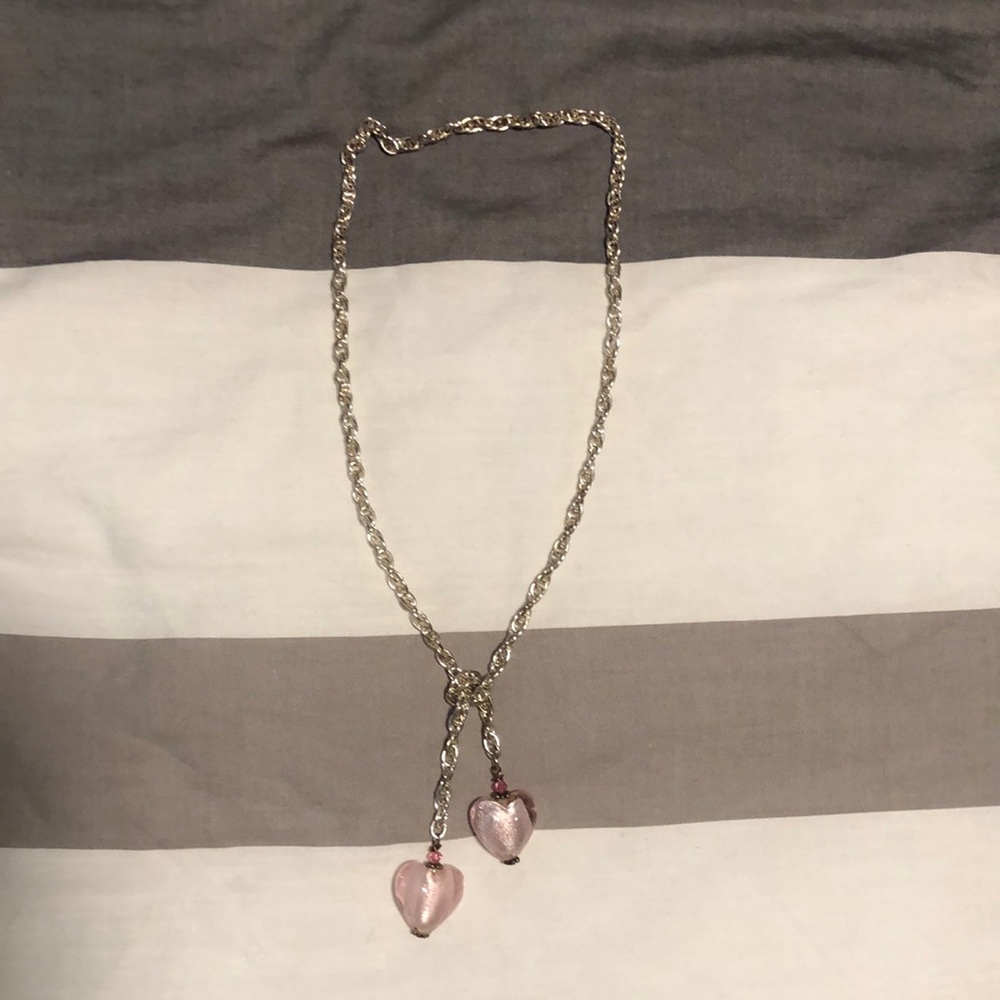 Brand new never worn, pink heart gemstone necklace